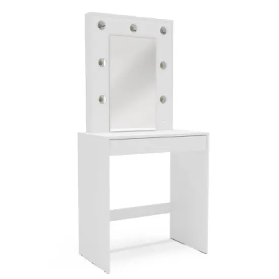 Emma Vanity Table with Lighted Mirror White - Polifurniture image {4}