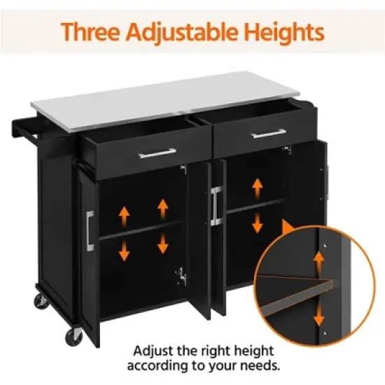 Yaheetech Large Kitchen Cart Kitchen Island on Wheels with Stainless Steel Countertop image {4}