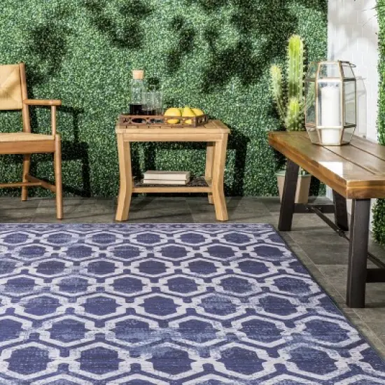 nuLOOM Fae Geometric Machine Washable Indoor/Outdoor Area Rug image {7}