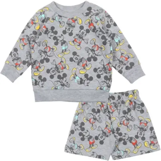 Disney Mickey Mouse French Terry Sweatshirt & Shorts Grey image {7}