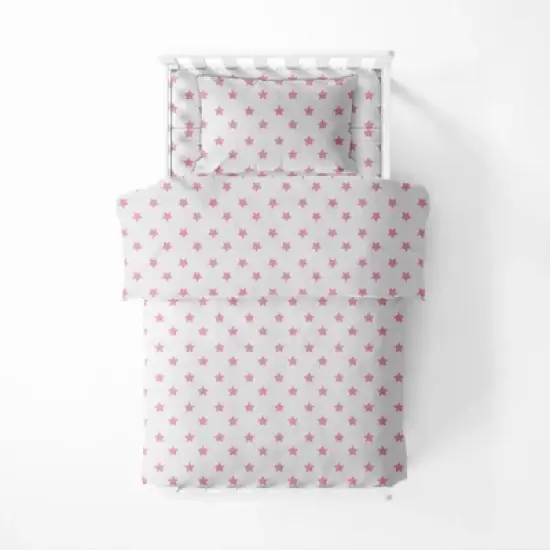 Bacati - Stars Pink Ikat Muslin 4 pc Toddler Bedding Set.. image {2}