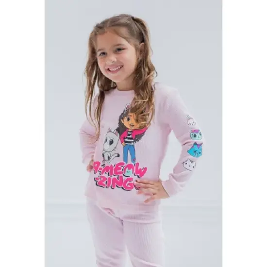 Dreamworks Gabby's Dollhouse Pandy Paws Cakey Cat MerCat Girls Thermal T-Shirt Pants Toddler to Big Kid image {3}