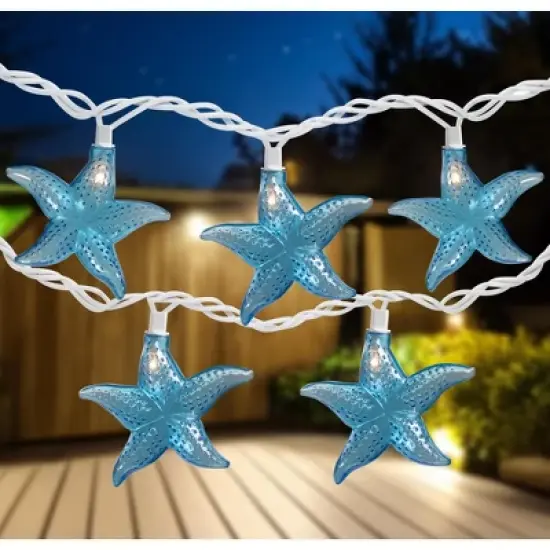 Northlight Starfish Indoor Outdoor Patio Light Set - 9' White Wire - 10ct image {1}