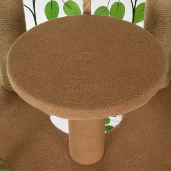 Sevobal Pet Tower Cat Tree with Artificial Leaves, Cat Condo and Scratching Post, Modern Cat Furniture, Brown, 27.2&ldquo;*19.3"*76.80" image {3}