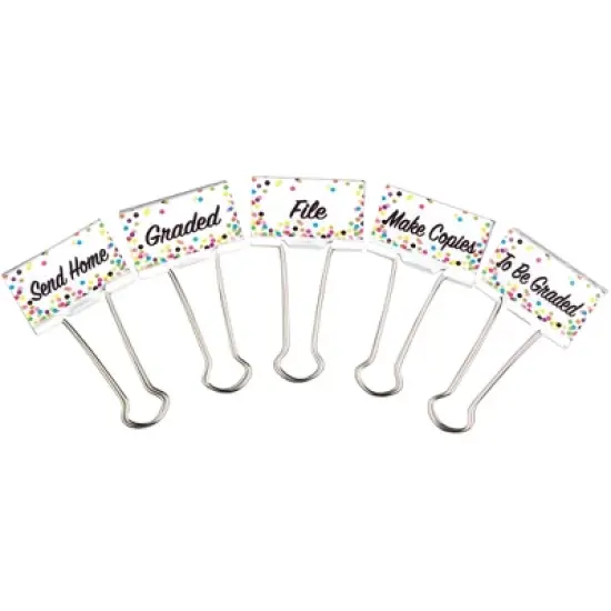 Teacher Created Resources&reg; Confetti Binder Clips, Large, Classroom Management, Pack of 5 image {1}