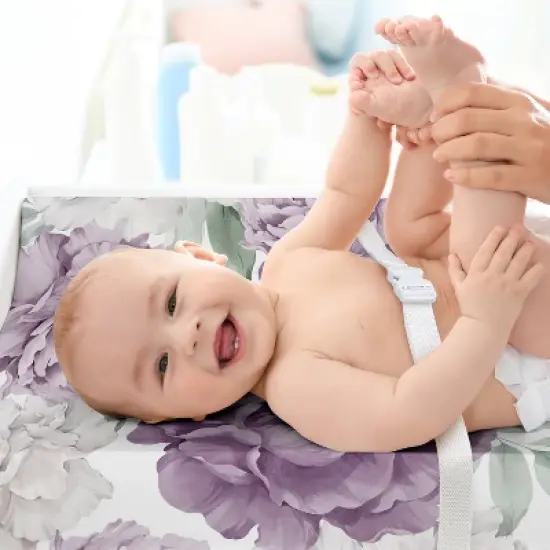 Sweet Jojo Designs Girl Changing Pad Sheet Peony Floral Garden Lavender Purple and Ivory image {2}