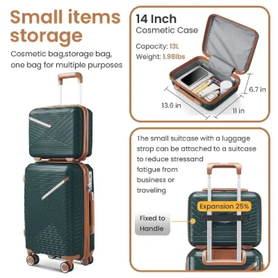 Dexmalle Expandable Lightweight Suitcase with 4 Double 360 Degrees Mute Spinner Wheels image {6}