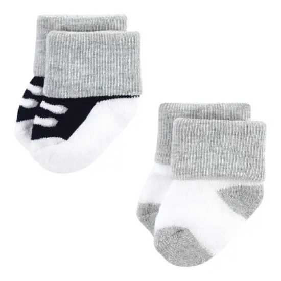 Hudson Baby Infant Boy Cotton Rich Newborn and Terry Socks, Mom  Dad Boy Navy Red image {3}