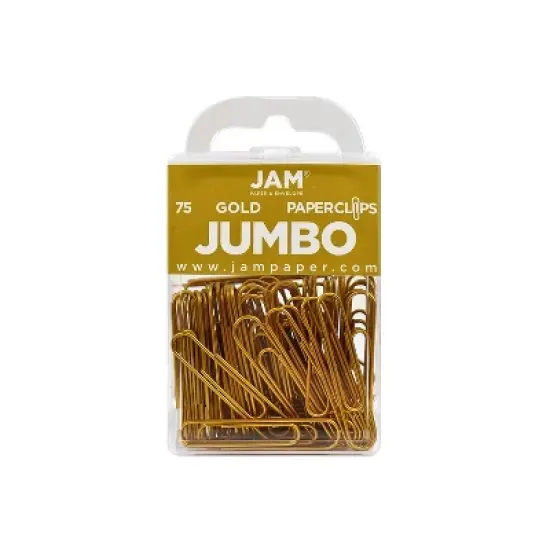 JAM Paper Jumbo Smooth Paper Clip Gold 3/Pack (21832060B) image {1}