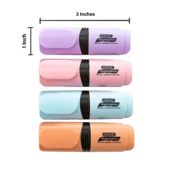 BAZIC Products&reg; Mini Desk Style Pastel Highlighters, 4 Per Pack, 12 Packs image {3}