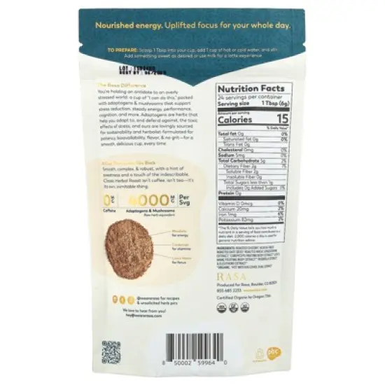 Rasa Adaptogen & Mushroom Coffee Alternative, Instant, Classic Herbal Roast, 5 oz (144 g) image {1}
