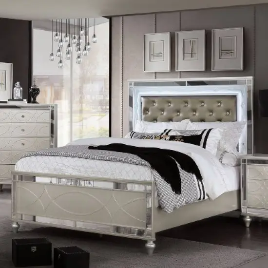 2pc Queen La Mesa Bedroom Set with Nightstand Silver - HOMES: Inside + Out image {5}
