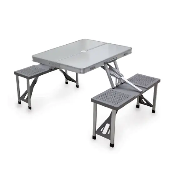 Oniva Aluminium Rectangle Portable Picnic Table with Seats - Silver image {4}