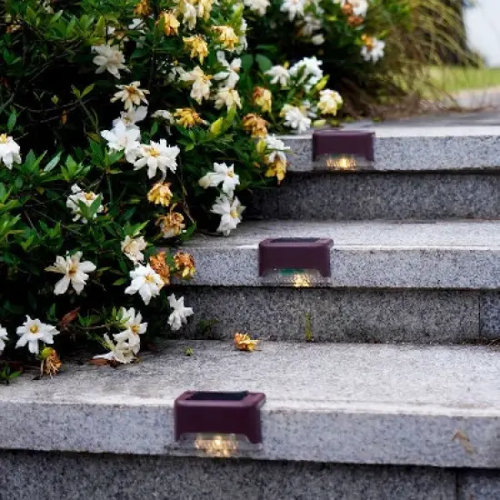 Link 8 Pack Solar Step Lights Waterproof Pathway Deck Lights Outdoor Patio Yard Garden Garage Warm Light image {4}