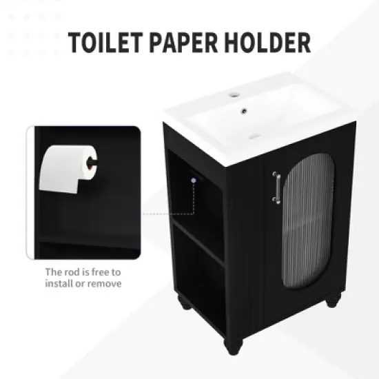 20" Bathroom Vanity with Sink, Bathroom Vanity Cabinet with Two-tier Shelf, Adjustable Shelf image {6}