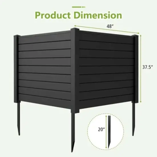 Costway 48"L x 37.5"H Air Conditioner Fence with 3 Ground Stakes Black/White image {2}