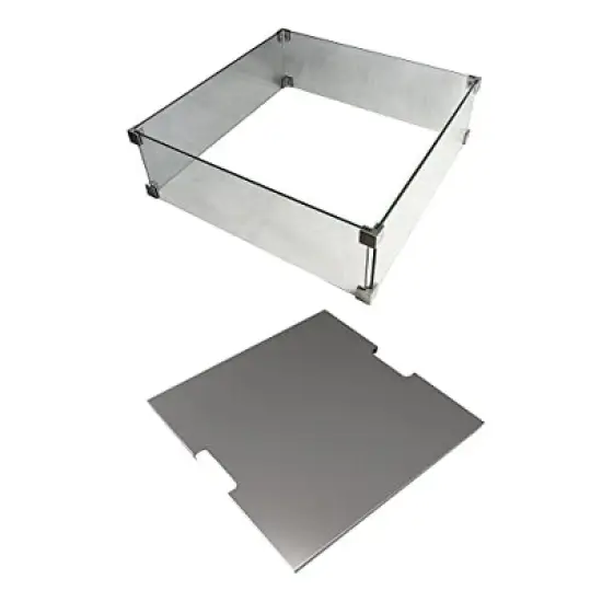 Elementi 36" Fire Pit Natural Gas with Windscreen & Stainless Steel Lid 4 Pc image {6}
