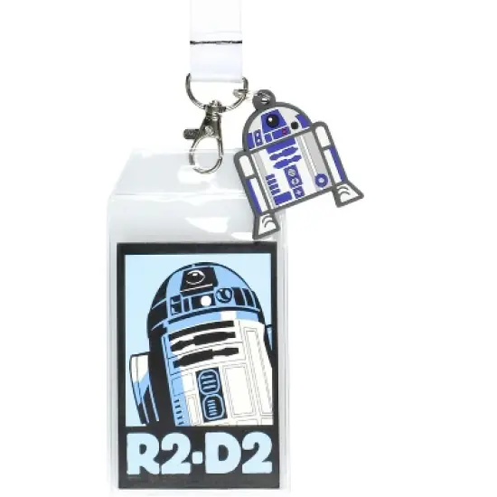 Star Wars R2-D2 Robot Droid Lanyard ID Badge Holder With 2.5" Rubber Charm image {1}