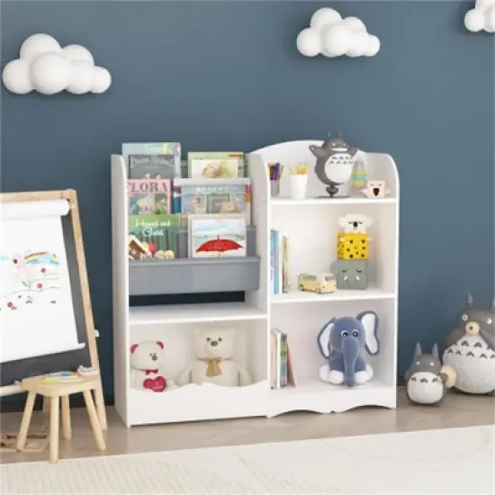 YONWAY Kids Bookcase and Bookshelf, Multifunctional Toy Storage Organizer with Collapsible Drawers for Bedroom, Playroom and Hallway image {1}