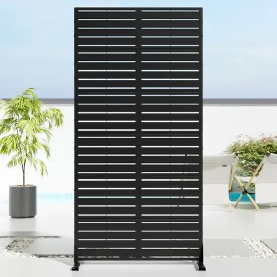 PexFix Metal Freestanding Privacy Screen Garden Fence For Deck Patio Balcony Outdoor Privacy Panel Louvered Design image {9}