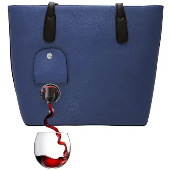 PortoVino City Vegan Leather Tote Bag that Holds and Pours 2 bottles of Wine image {3}