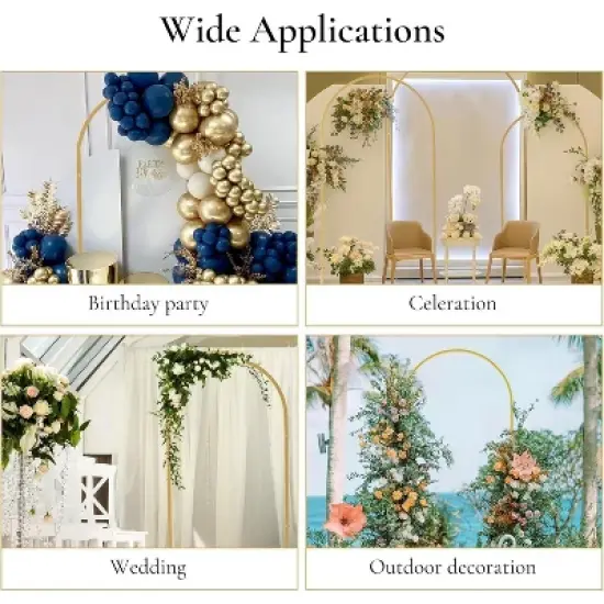 GustoWave Arch Backdrop Stand, Wedding Arch Backdrop Stand with 2 Water Injection Base, Balloon Arch Stand for Birthday, Party, Weeding image {6}