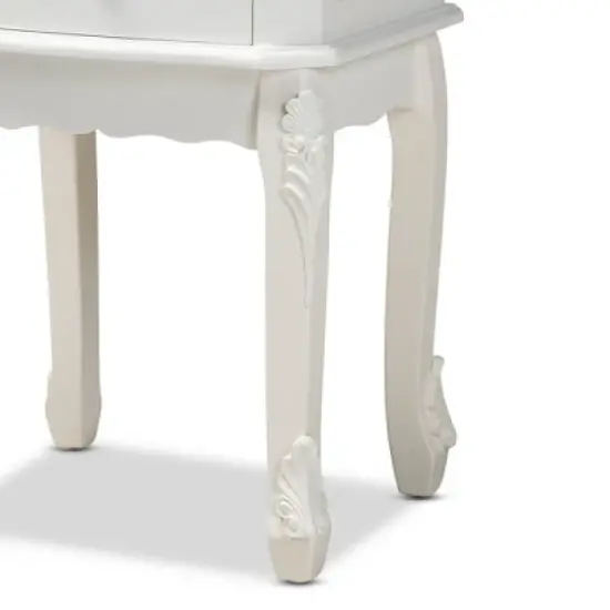 2 Drawer Sophia Wood Nightstand White - Baxton Studio image {5}