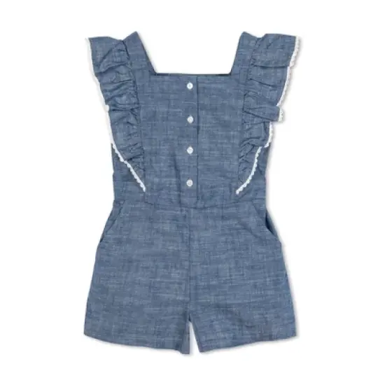 Hope & Henry Girls' Button Front Ruffle Romper, Toddler image {4}
