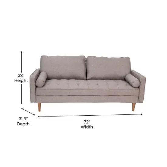 Flash Furniture Hudson Mid-Century Modern Sofa with Tufted Upholstery & Solid Wood Legs image {6}