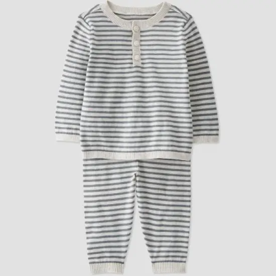 Little Planet by Carter&rsquo;s Baby 2pc Striped Top and Bottom Set - Heather Gray image {4}