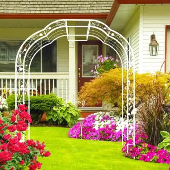 DSVIMOY Arbors and Trellises, Garden Arch Trellis for Climbing Plants Outdoor Flower Support, White, 74.4"*15.4"*98.5" image {3}