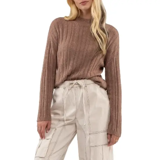 August Sky Women's Mock Neck Speckled Pullover Sweater image {8}