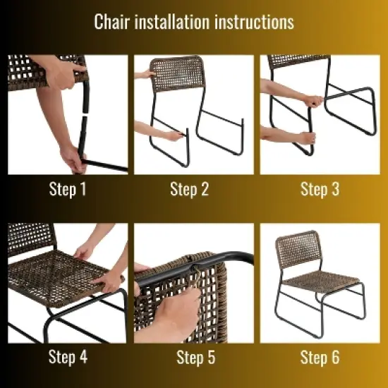 All-Weather Wicker Patio Conversation Set with Coffee Table, Steel Frame Outdoor Patio Small Space Chat Sets - The Pop Home image {9}