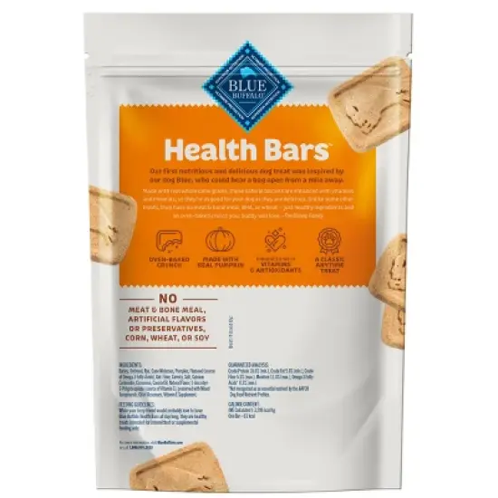 Blue Buffalo Health Bars Pumpkin and Cinnamon Flavor Natural Crunchy Dog Treat Biscuits - 16oz image {1}
