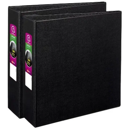 Avery Durable 3 Ring Binders, 3 Inch Slant Rings, 2 Black Binders (46017) image {7}