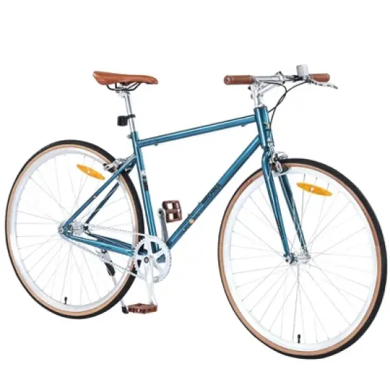 NAYSAYE Bicycle Single Speed Retro Style 700C Road Bike Steel Frame for Men and Women for City Rides, Blue, 64.97"*24.41"*38.52" image {5}