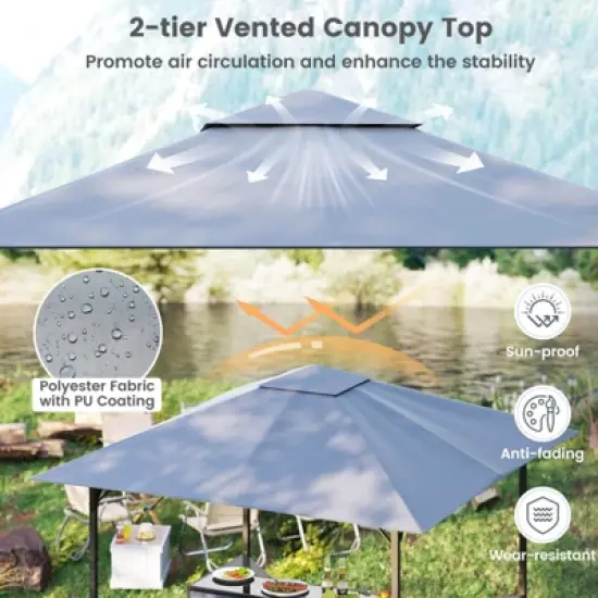 Costway 3 PCS Patio Bar Set with  2 Bar Stools Tempered Glass Bar Table Storage Shelf image {6}