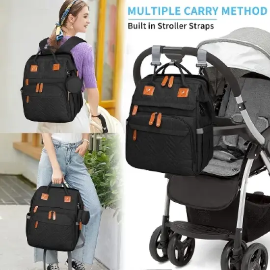 Itopfox Large Capacity Diaper Backpack with Detachable Changing Station, Baby Essentials Organizer for Boys & Girls, Black image {6}