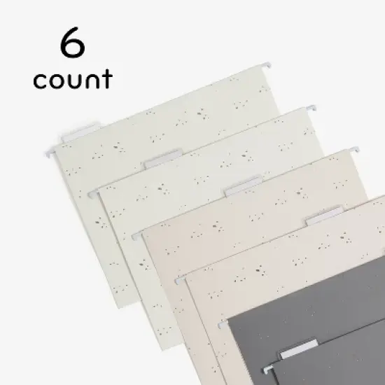 U Brands 6ct Hanging File Folders Simple Speckle: Office Supplies Organizer, Multicolored, 150 Sheet Capacity image {5}