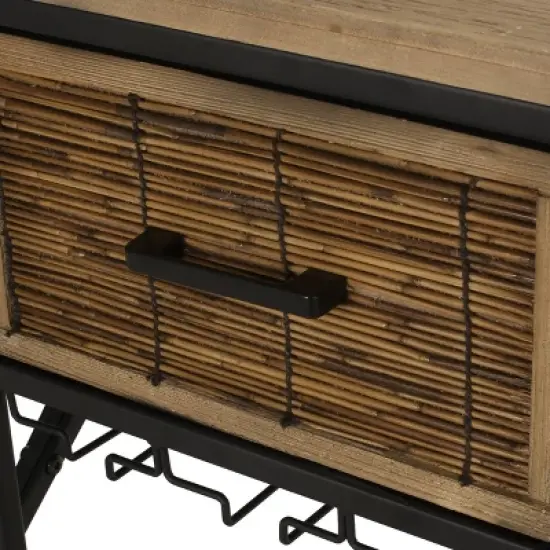 Boster Boho Industrial 8 Bottle Wine Rack Console Table with Storage Natural/Black - Christopher Knight Home image {10}