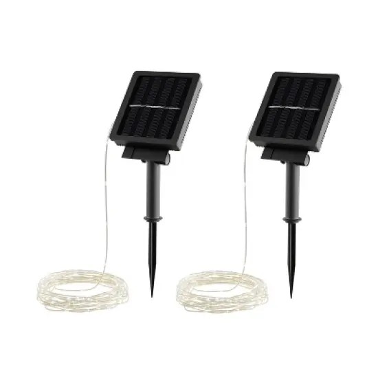 Nature Spring Solar-Powered Outdoor LED String Lights With 8 Modes - Warm White, 2-Pack image {2}