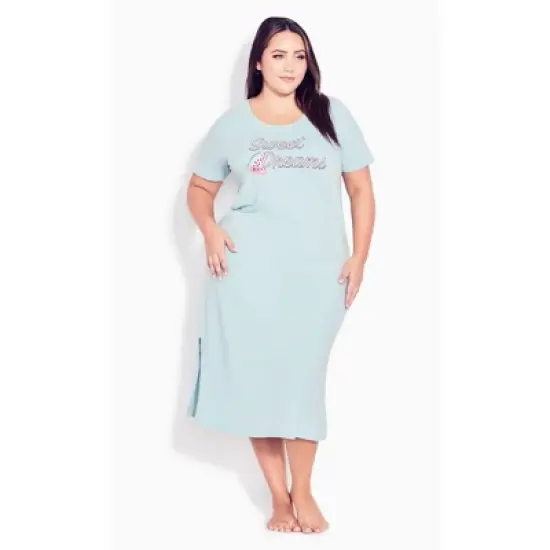 Women's Plus Size Sweet Dreams Nightdress - aqua | EVANS image {4}