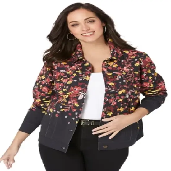 Jessica London Women&rsquo;s Plus Size Classic Cotton Denim Jacket image {22}