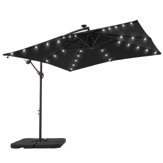 Sonkuki 8.2&times;8.2FT LED Solar Lighted Outdoor Patio Umbrella, Square Canopy Offset Umbrella for Villa Gardens, Lawns and Yard image {1}