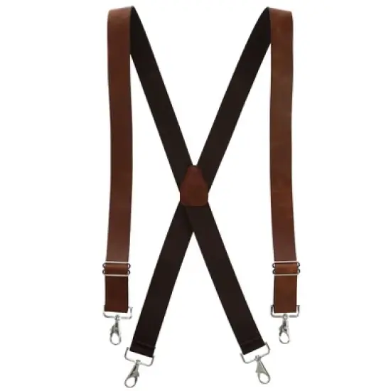 CTM Men's Big & Tall Coated Leather Wide Width Suspenders with Metal Swivel Hook Ends image {5}