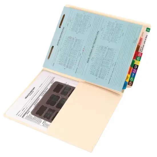 Smead End Tab Pocket Folder with Fastener, Straight-Cut Tab, 1 Pocket, Letter Size, Manila, 50 per Box (34100) image {2}