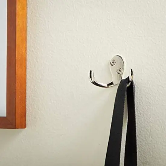 Stockroom Plus 16 Pack Wall Mounted Double Prong Coat Hooks, 2.76 x 1.8 in, Silver image {1}