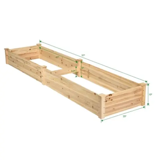 Tangkula Raised Garden Bed Planter Wooden Elevated Vegetable Flower Rectangular Kit Box image {5}