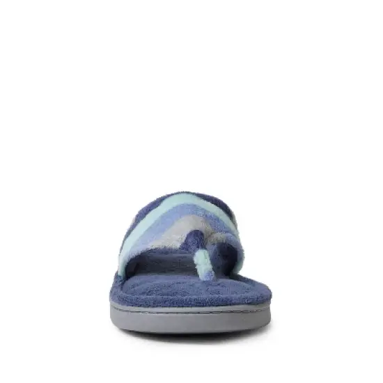 Dearfoams Women's Melanie Colorblocked Microfiber Terry Thong Slipper image {3}