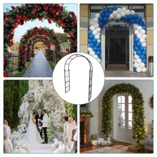Metal Garden Arch Trellis, 60.23" W x 15.74" D x 86.61" H, Garden Arch Trellis for Climbing Plants Outdoor image {6}